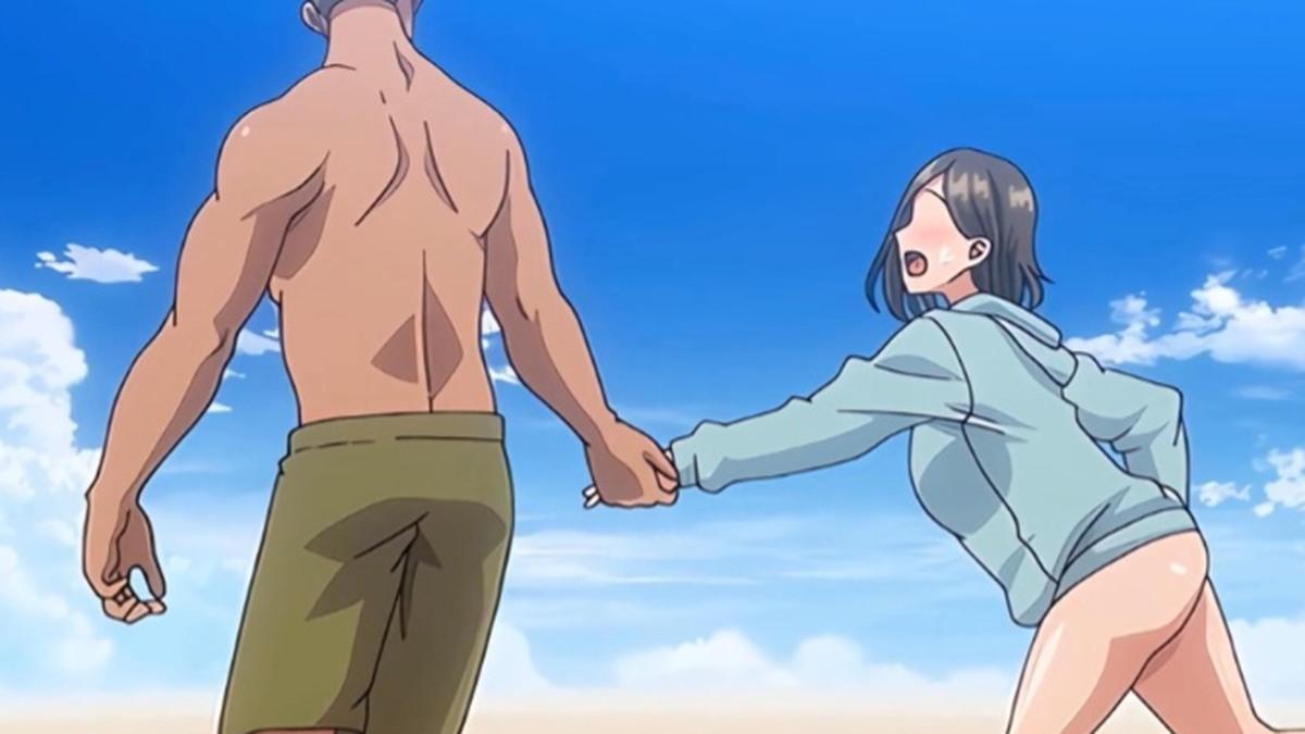 夏妻动画海边牵手同行