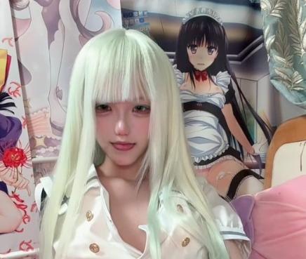 废柴少女家里蹲520定制COS若叶睦 银白长发搭配白色水手服