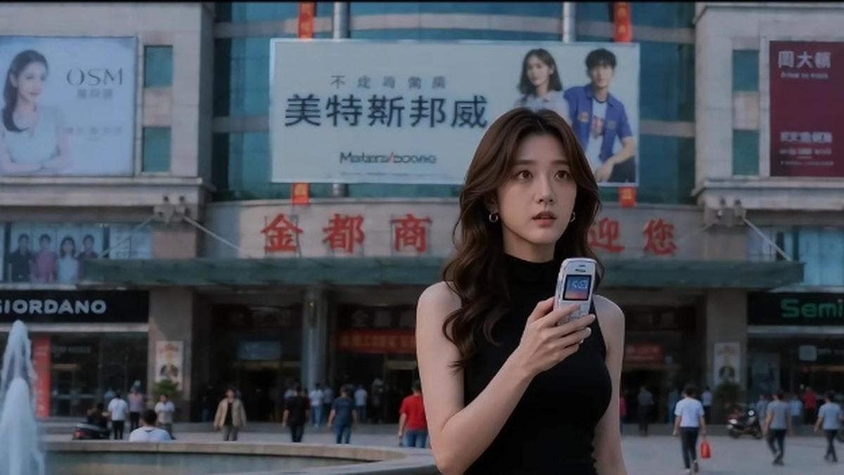 白洁站在金都商场外的场景