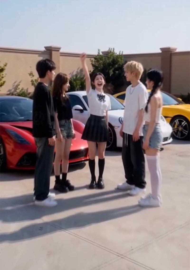 超能旅行团成员在车辆旁集合
