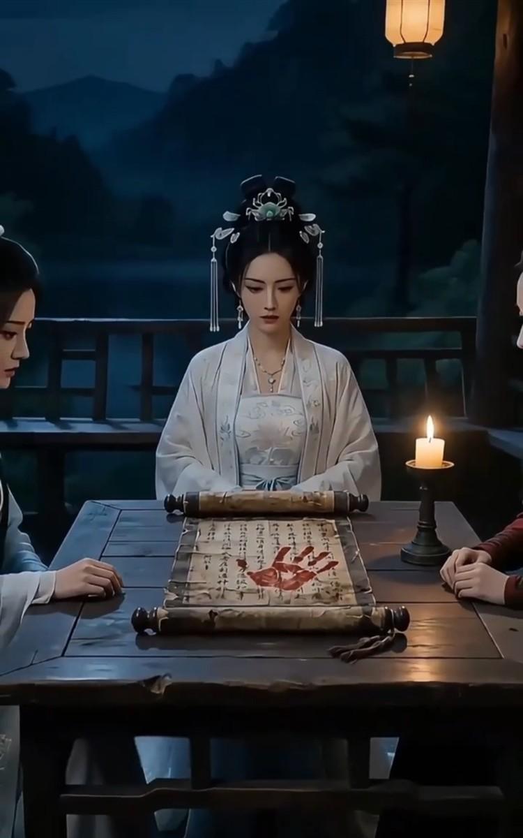 后山石台前的白衣女子