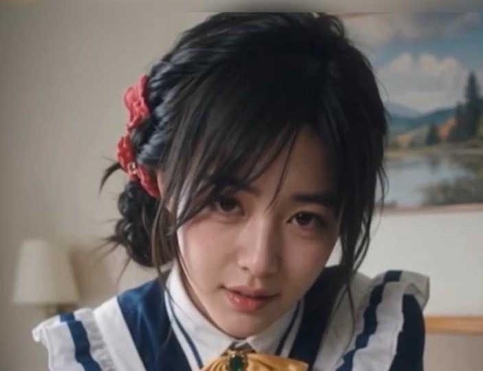超能旅行团中女孩换上蓝白制服