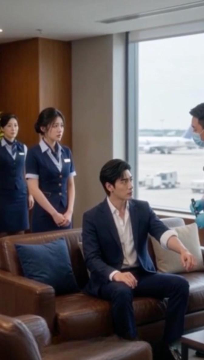 短剧中的乘客与空乘人员在客舱交涉
