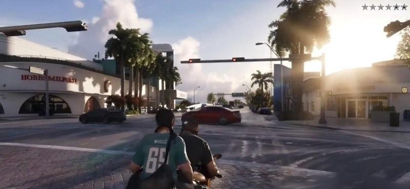 GTA6测试画面中的城市道路与车辆